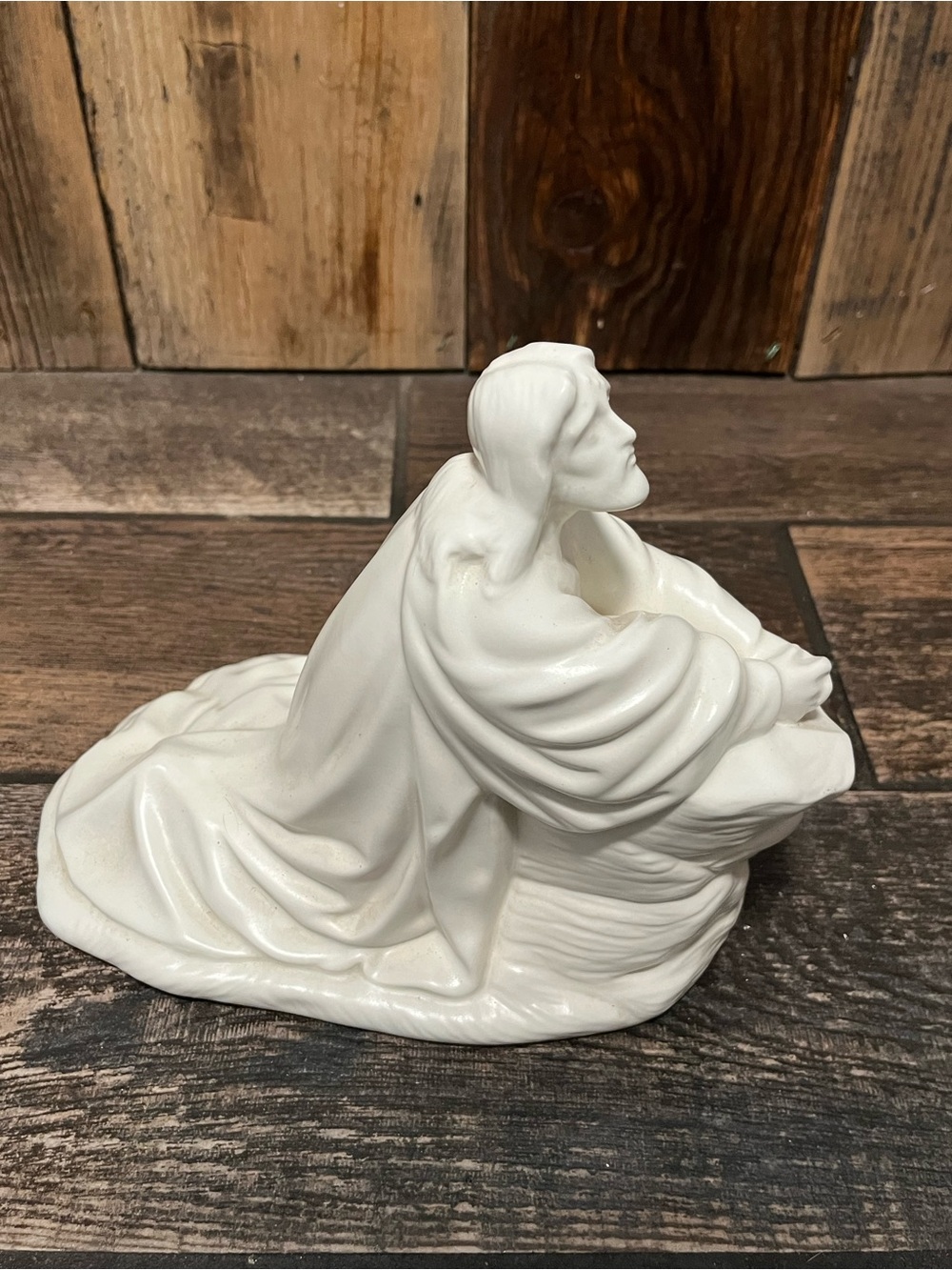 White Ceramic Kneeling Figure Sculpture - Brand